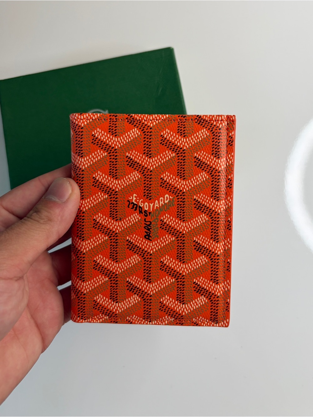 Men’s Original Genuine Leather Orange & Yellow Canvas Card Holder Wallet